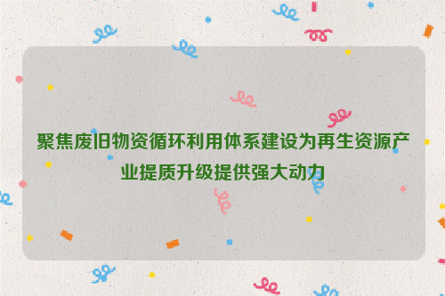 聚焦废旧物资循环利用体系建设为再生资源产业提质升级提供强大动力(图1)